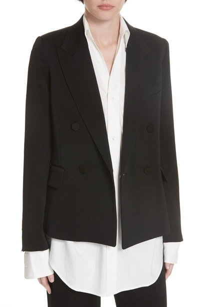 Shop Vince Double Breasted Tuxedo Jacket In Black