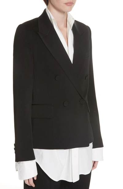 Shop Vince Double Breasted Tuxedo Jacket In Black