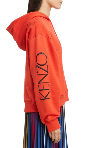 Shop Kenzo Embroidered Rose Hoodie In Medium Red