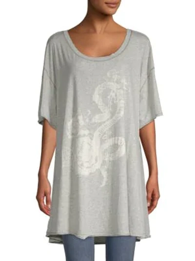 Shop Free People Alpha Oversized Cotton Tee In Grey