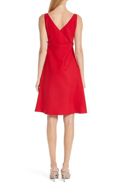 Shop Valentino V-hardware Double Crepe Dress In Red