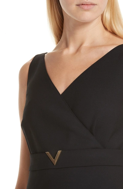 Shop Valentino V-hardware Double Crepe Dress In Black