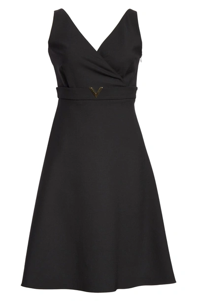 Shop Valentino V-hardware Double Crepe Dress In Black