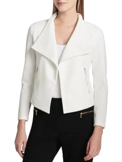 Shop Calvin Klein Textured Open-front Jacket In Soft White