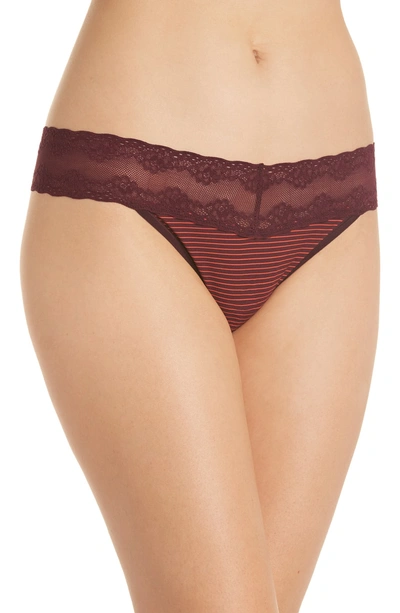 Shop Natori Bliss Perfection Thong In Cabernet Stripe Print