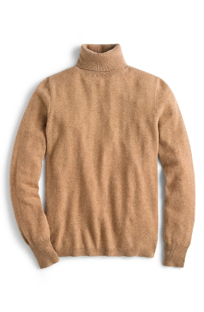 Shop Jcrew Everyday Cashmere Turtleneck Sweater In Heather Camel