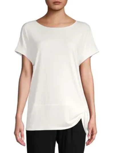 Shop Calvin Klein Short Sleeve Knot T-shirt In Soft White