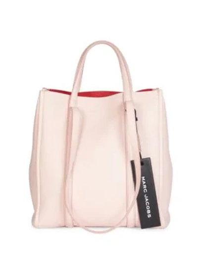 Shop Marc Jacobs The Tag 27 Coated Leather Tote In Blush