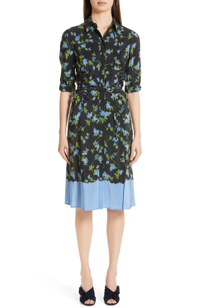 Shop Altuzarra Floral Print Silk Dress In 001 Black