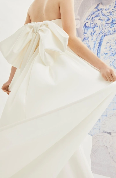 Shop Carolina Herrera Indira Bow Back Detail Strapless Wedding Dress In Ivory