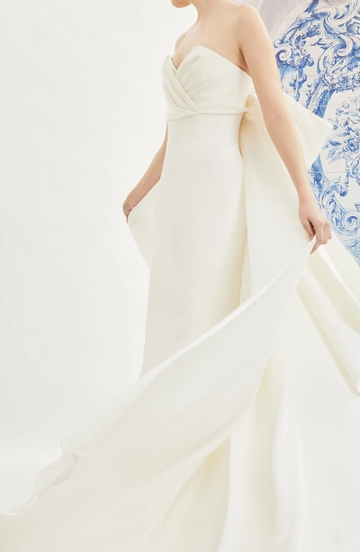 Shop Carolina Herrera Indira Bow Back Detail Strapless Wedding Dress In Ivory