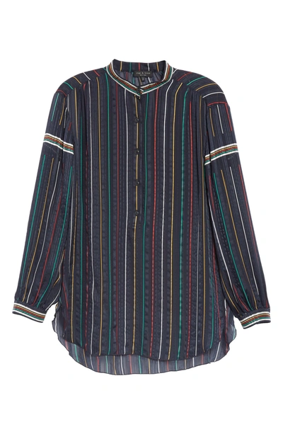 Shop Rag & Bone Austin Stripe Silk Shirt In Denim Blue