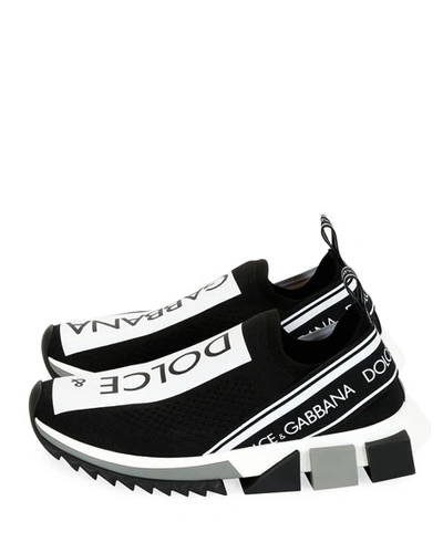 Shop Dolce & Gabbana Sorrento Knit Trainer Sneakers In Nero/biano