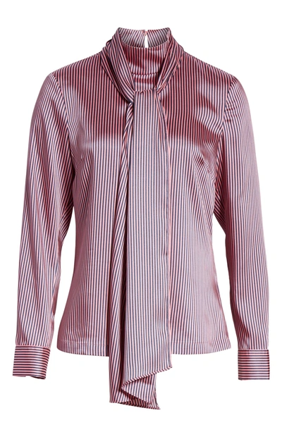 Ted Baker Leynta Tie Neck Stripe Blouse In Pink | ModeSens