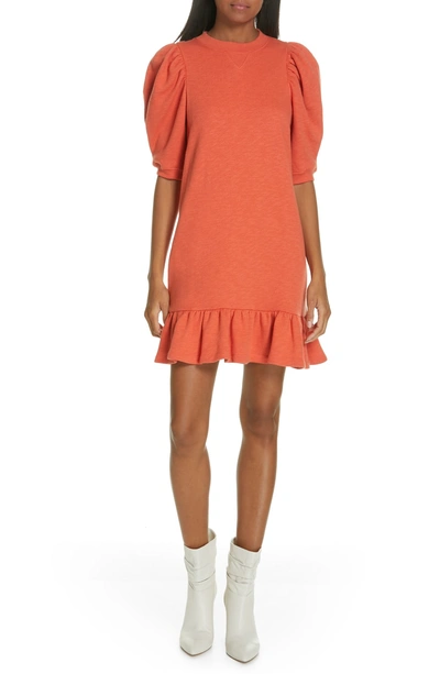 Ulla Johnson Landry Puff Sleeve Sweatshirt Dress In Chili ModeSens