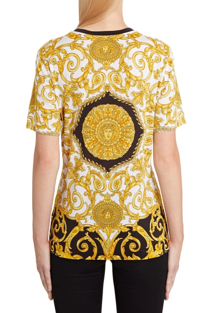 Shop Versace Hibiscus Print Allover Graphic Tee In Black Print