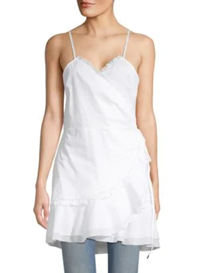 Shop Kisuii Ruffle Cotton Wrap Dress In White