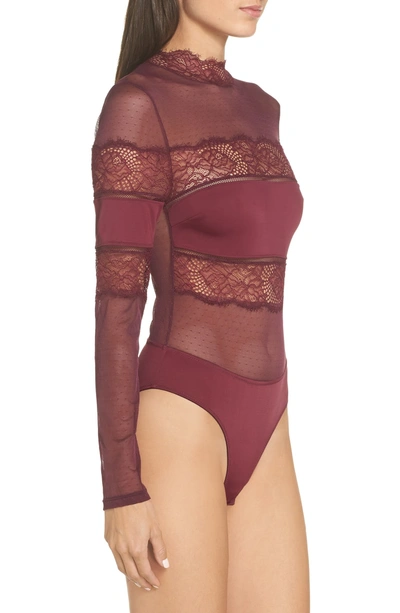 Shop Thistle & Spire Thistle And Spire Amore Long Sleeve Bodysuit In Cherry