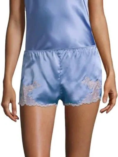 Shop Josie Natori Lolita Silk Sleepwear Shorts In Blue