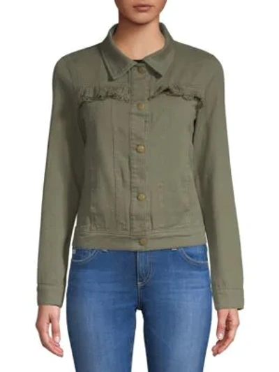 Shop Allison New York Lace-trimmed Cotton Jacket In Army