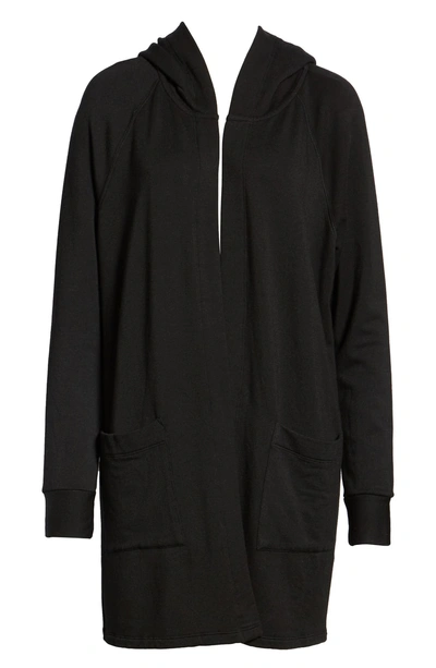 Shop Stateside Fleece Hooded Cardigan In Black