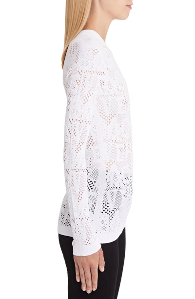 Shop Versace Logo Mesh Knit Top In White