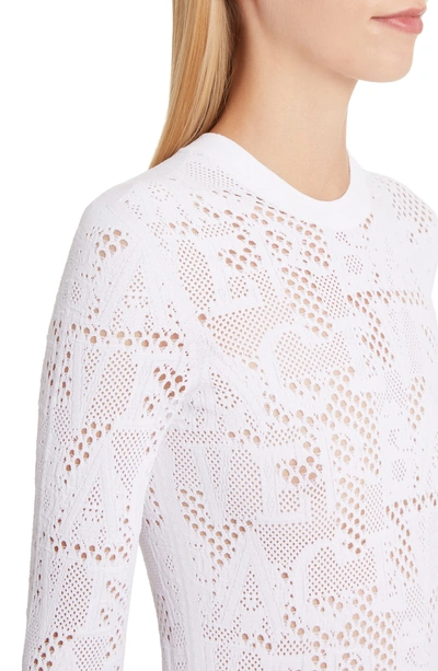 Shop Versace Logo Mesh Knit Top In White