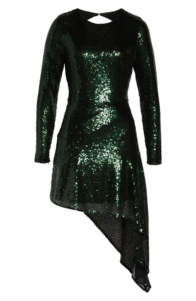 Shop Bronx And Banco Suzanna Sequin Asymmetrical Hem Cocktail Dress In Emerald