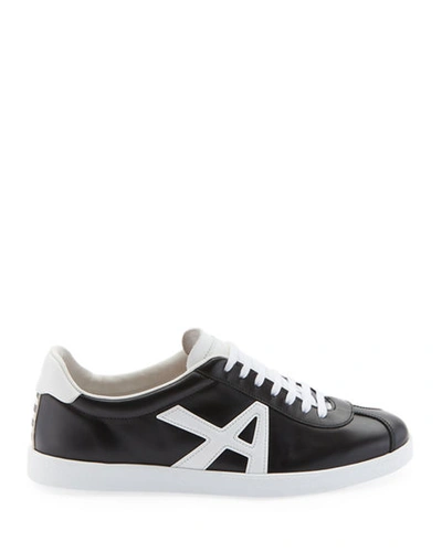 Shop Aquazzura The A Two-tone Leather Sneakers In Black/white