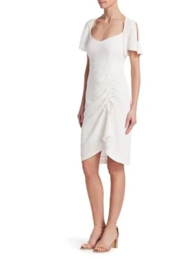 Shop Nanette Lepore Core Portrait Ruched Cutout Dress In White