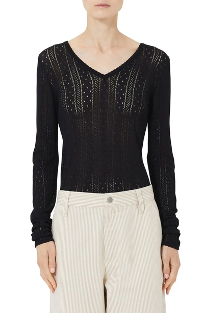 Shop Marc Jacobs Redux Grunge Pointelle Sweater In Black