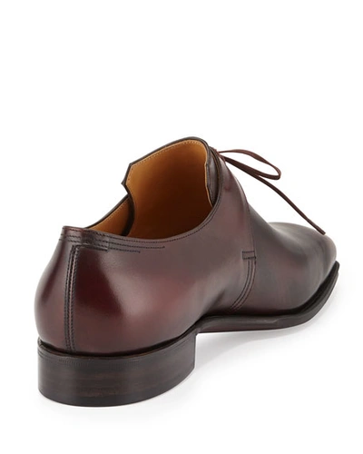 Shop Corthay Arca Calf Leather Derby Shoe, Dark Burgundy In Red