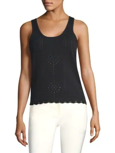 Shop Derek Lam Pointelle Knit Tank Top In Black