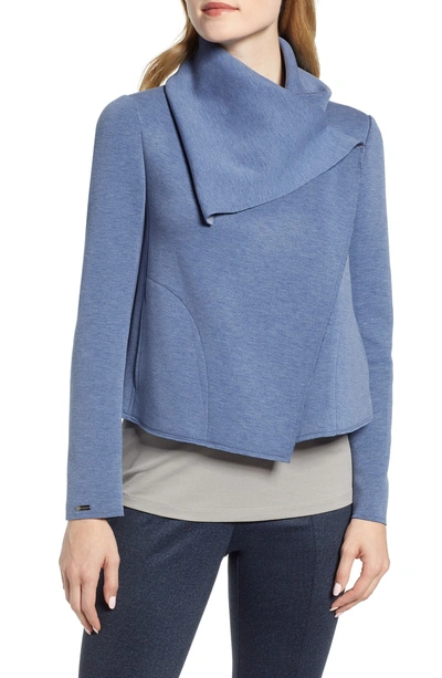 Shop Anne Klein Asymmetrical Scuba Jacket In Versailles