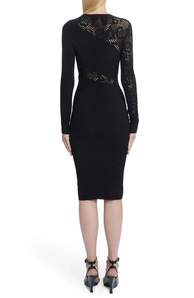 Shop Versace Logo Mesh Panel Body-con Dress In Black