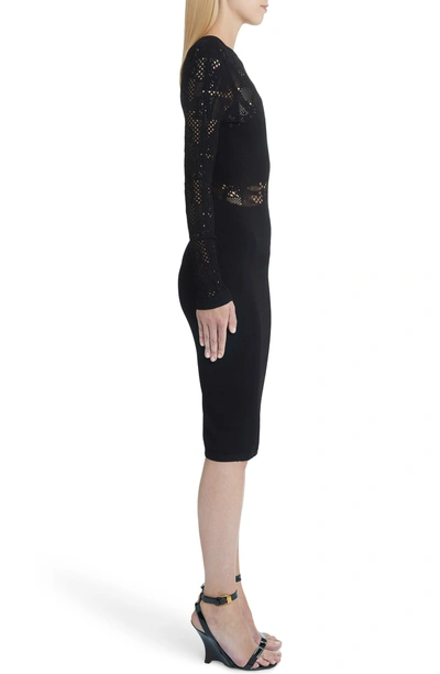 Shop Versace Logo Mesh Panel Body-con Dress In Black