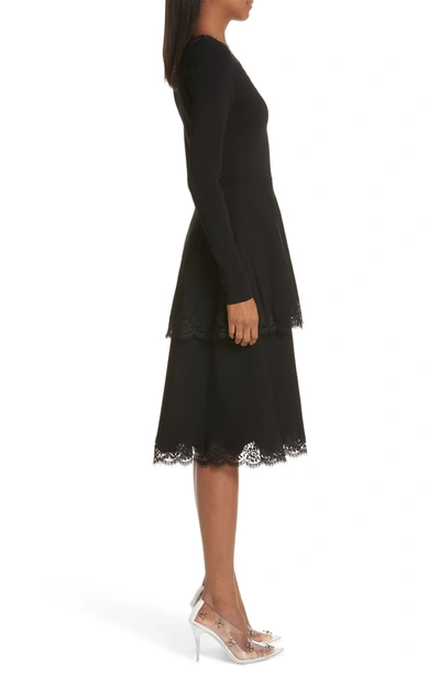 Shop Stella Mccartney Lace Trim Tiered Sweater Dress In Black