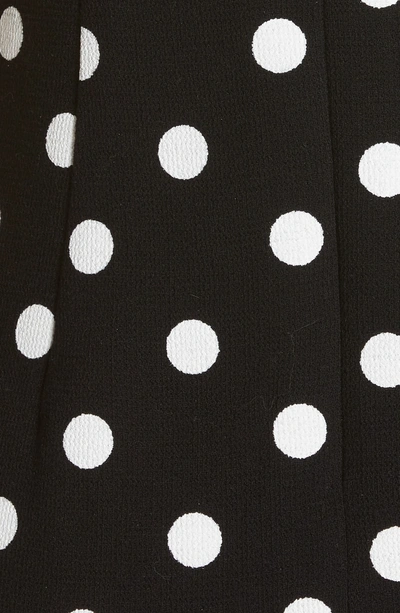 Shop Oscar De La Renta Polka Dot Ruffle Hem Dress In Blw-black/ White