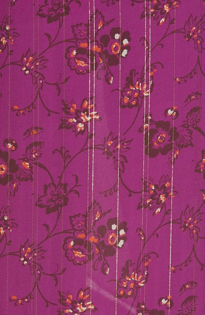 Shop Ulla Johnson Belline Floral Print One-shoulder Silk Blend Dress In Magenta