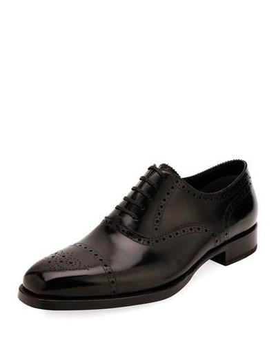 Shop Tom Ford Men's Dress Shoe In Brogue In Black