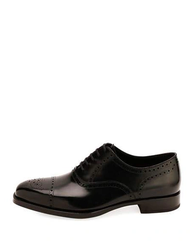 Shop Tom Ford Men's Dress Shoe In Brogue In Black