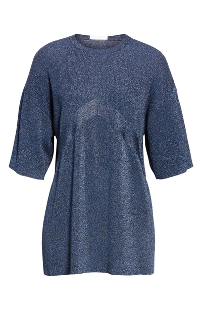 Shop Stella Mccartney Metallic Knit Sweater In Blue