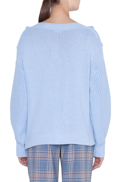 Shop Akris Punto Button Shoulder Sweater In Cielo