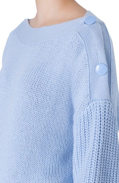Shop Akris Punto Button Shoulder Sweater In Cielo