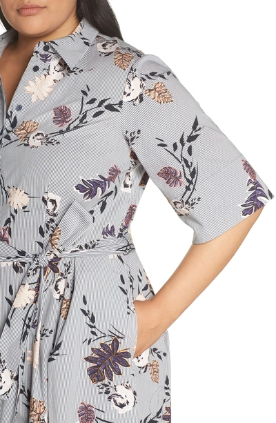 Shop Lafayette 148 Eleni Floral Stripe Shirtdress In Ink Multi
