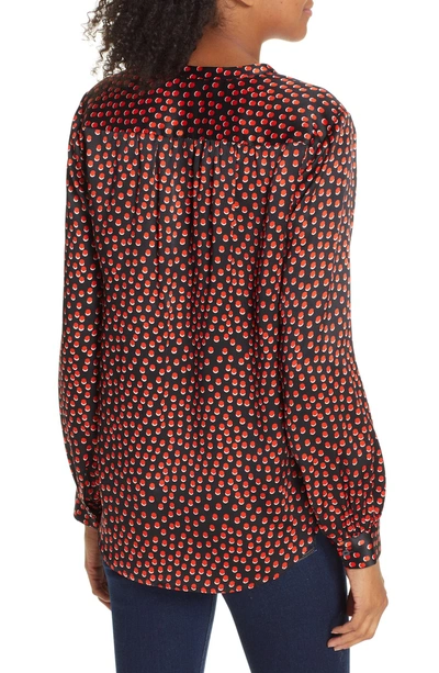 Shop L Agence Bardot Print Silk Blouse In Black Multi