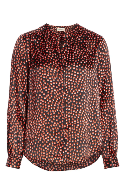 Shop L Agence Bardot Print Silk Blouse In Black Multi