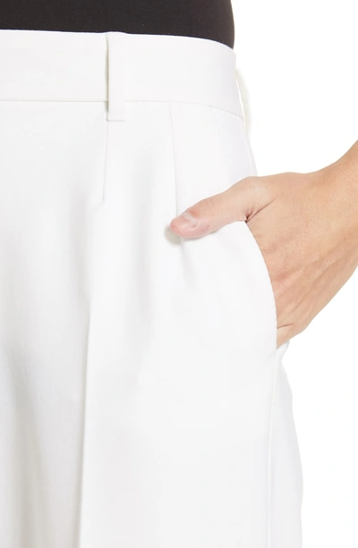 Shop Dolce & Gabbana Wide Leg Cuff Wool Blend Pants In W0001 White
