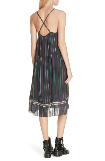 Shop Rag & Bone Austin Stripe Silk Midi Dress In Black Stripe