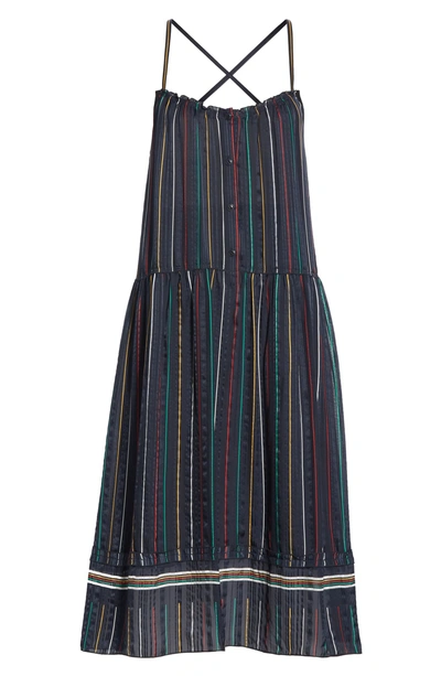 Shop Rag & Bone Austin Stripe Silk Midi Dress In Black Stripe